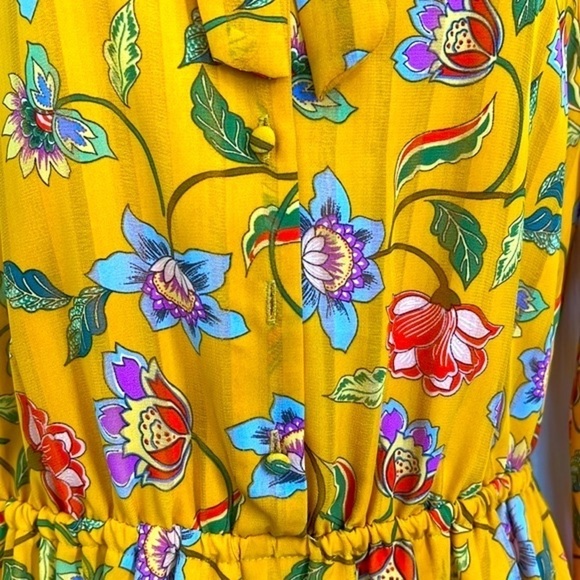 Nanette Lepore - Multi Colorful Floral Gold Boho Long Sleeve Midi Dress Size 6 - Picture 10 of 15